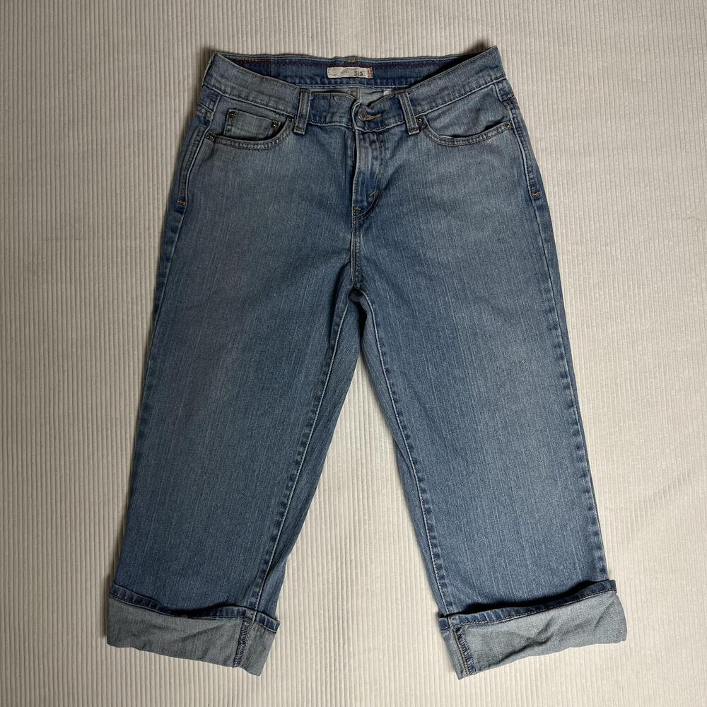 Levi's 515 Capri Jeans Womens 6 Blue Med Wash Mid Rise Crop Stretch Denim 31x20